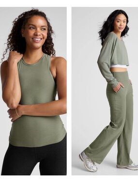 Beyond Yoga Spacedye Laid Back Wide Leg Pant w/ Featherweight Shirred Tank